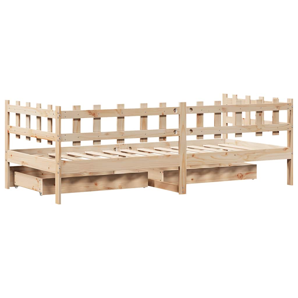 Dnevni krevet s ladicama bez madraca 90 x 190 cm masivno drvo