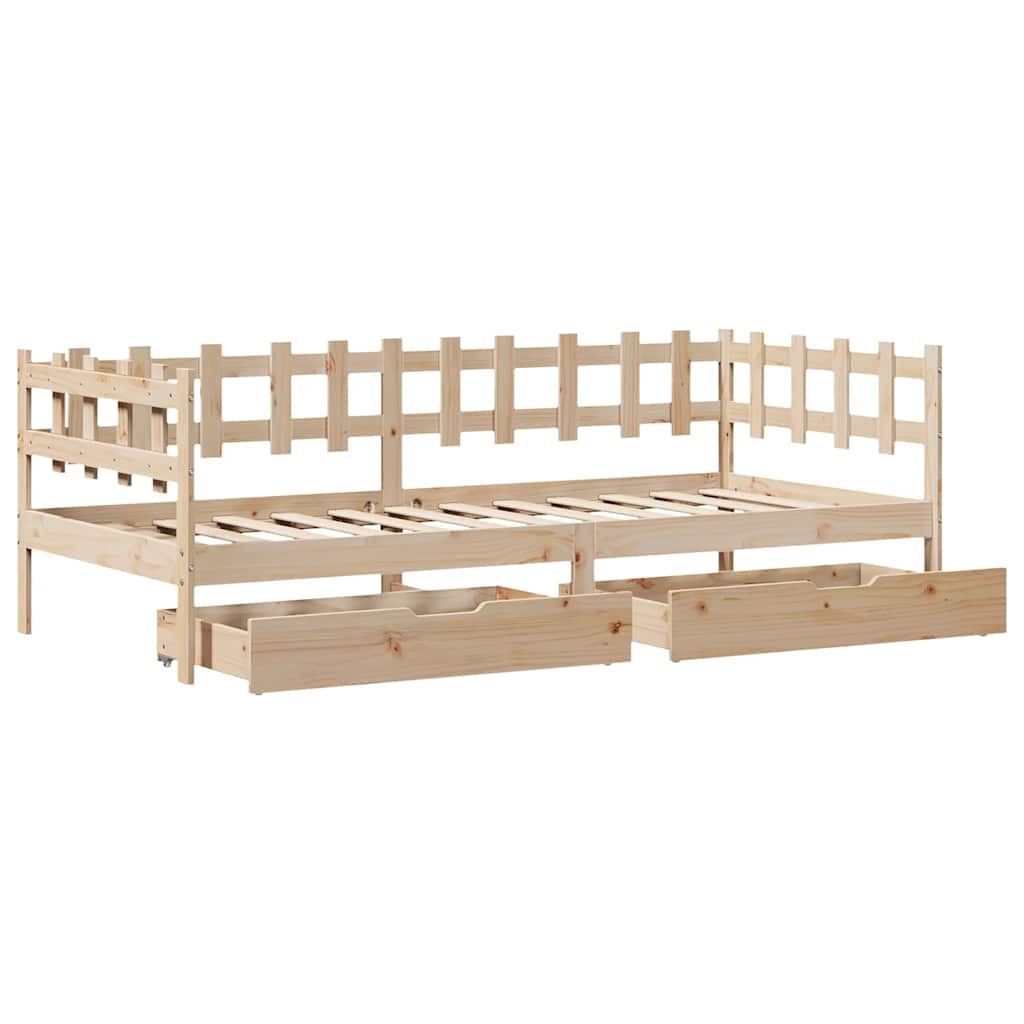 Dnevni krevet s ladicama bez madraca 90 x 190 cm masivno drvo