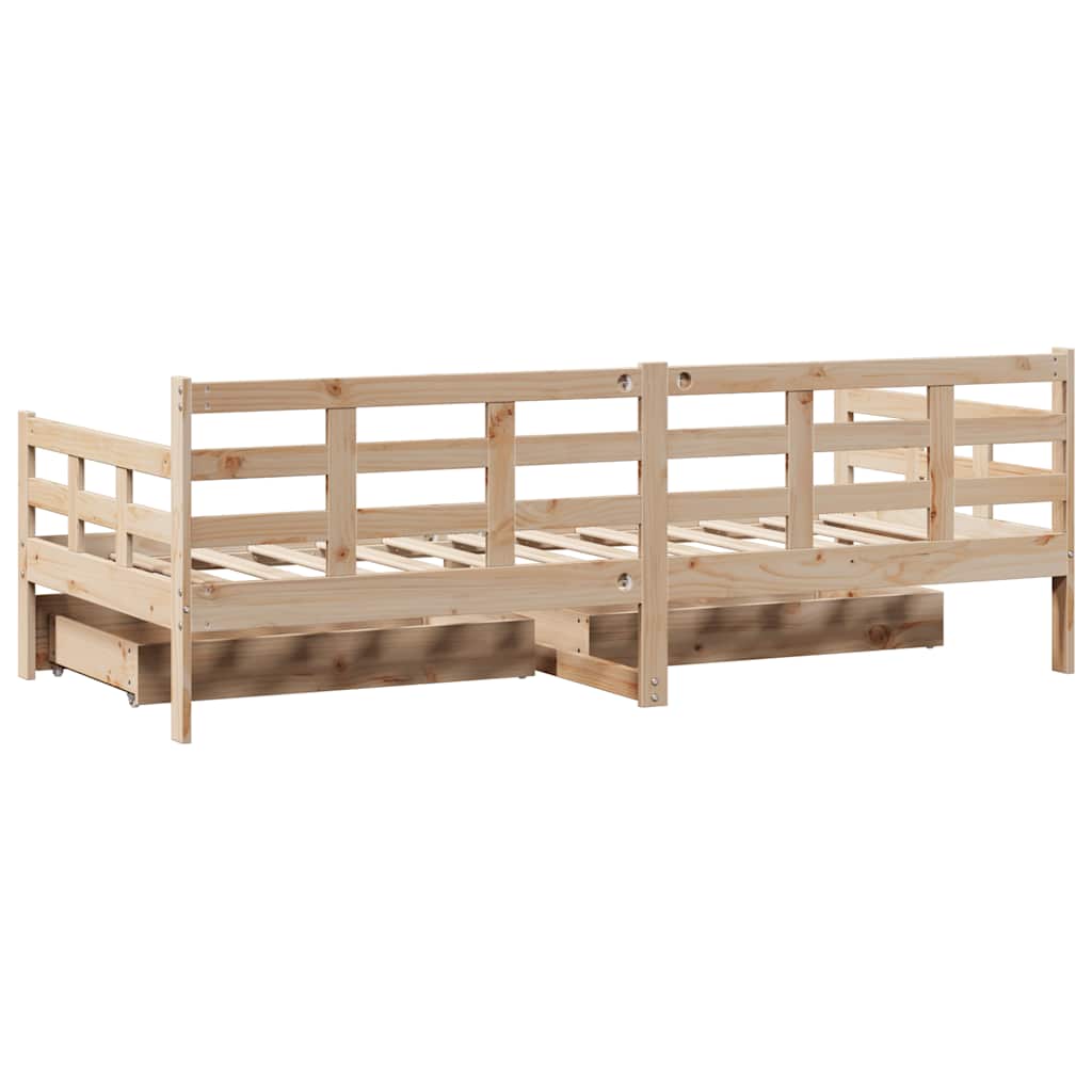 Dnevni krevet s ladicama bez madraca 90x200 cm masivno drvo