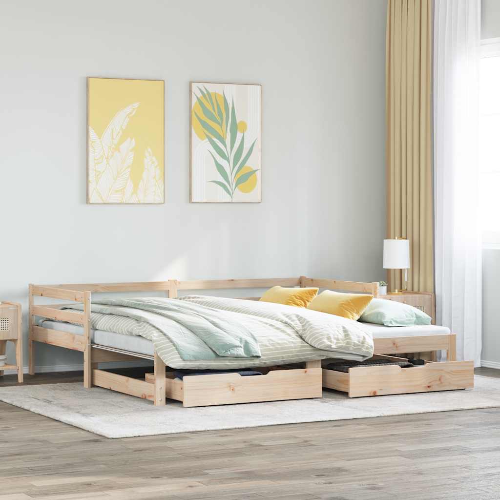 Dnevni krevet s ladicama bez madraca 90x200 cm masivno drvo