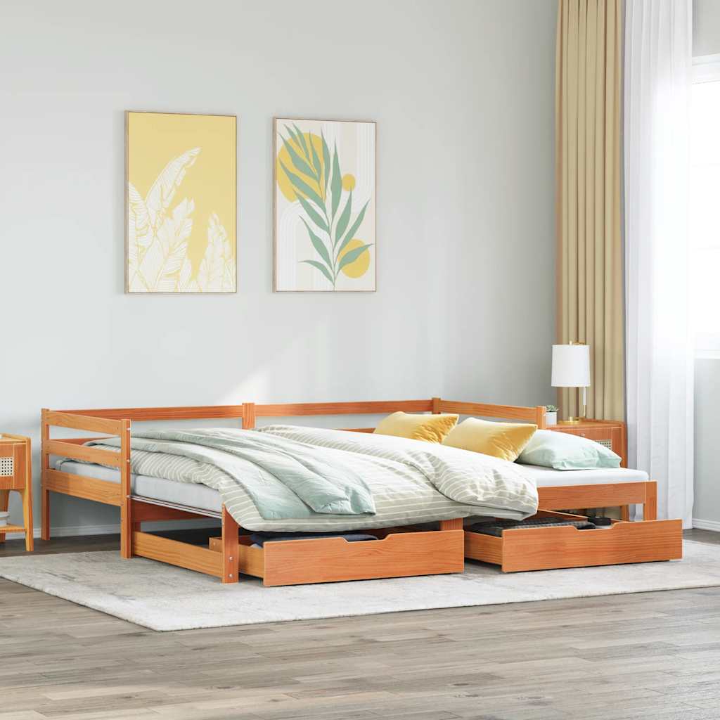 Dnevni krevet na razvlačenje bez madraca voštano smeđi 90x190cm