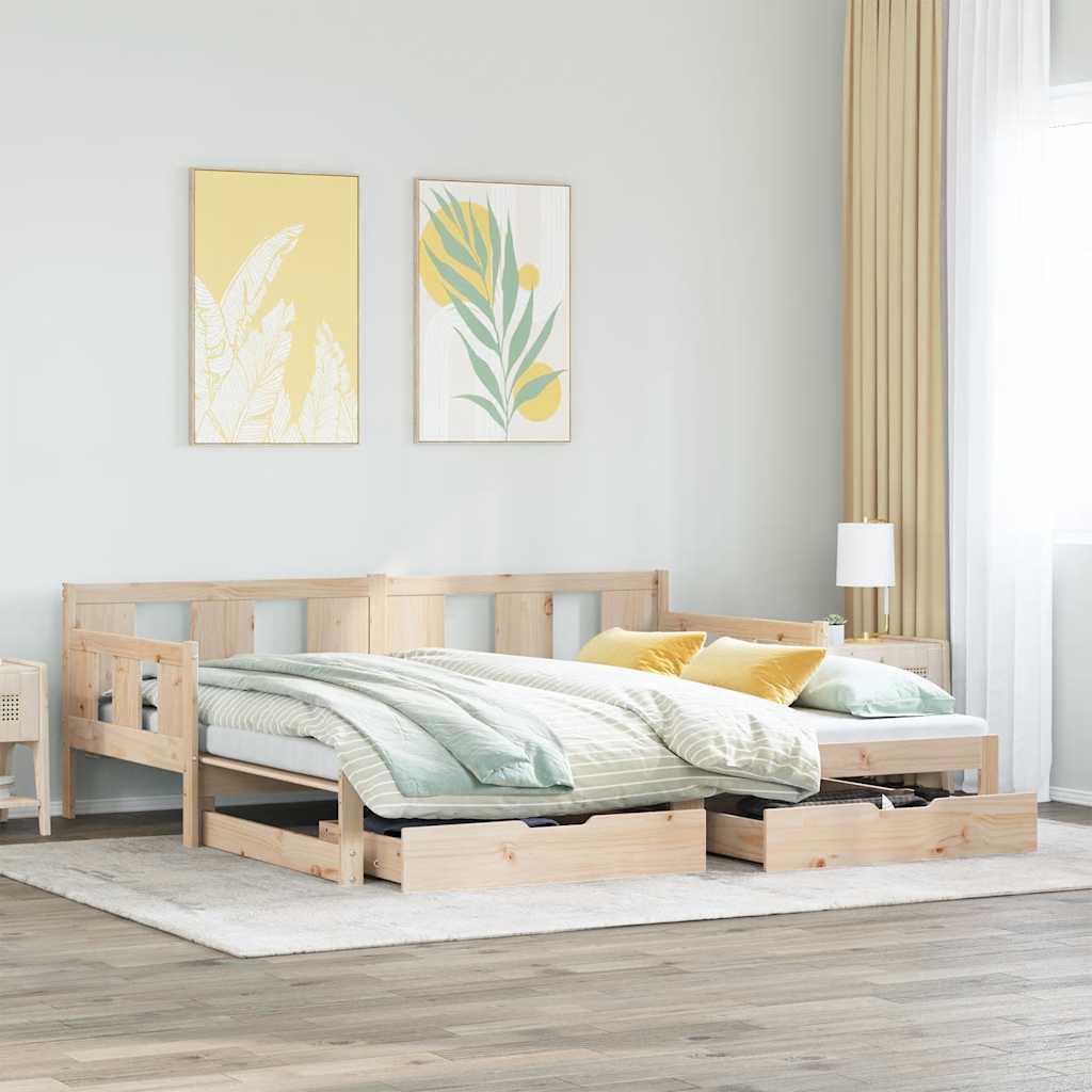Dnevni krevet na razvlačenje s ladicama bez madraca 90 x 190 cm