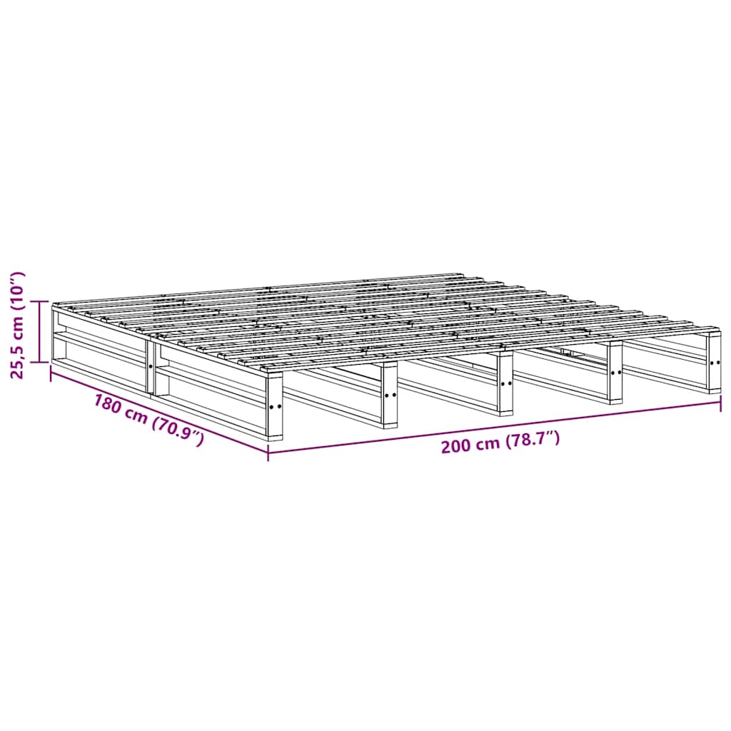 Okvir kreveta bez madraca voštano smeđi 200x200 cm od borovine