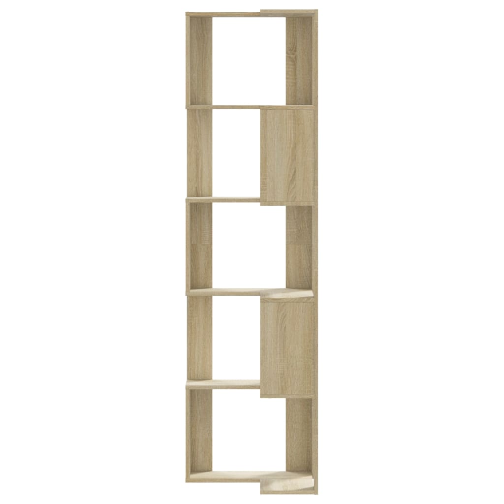 Kutni regal za knjige s 5 razine boja hrasta 50x50x179cm drveni