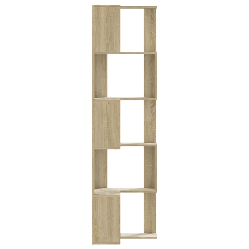 Kutni regal za knjige s 5 razine boja hrasta 50x50x179cm drveni