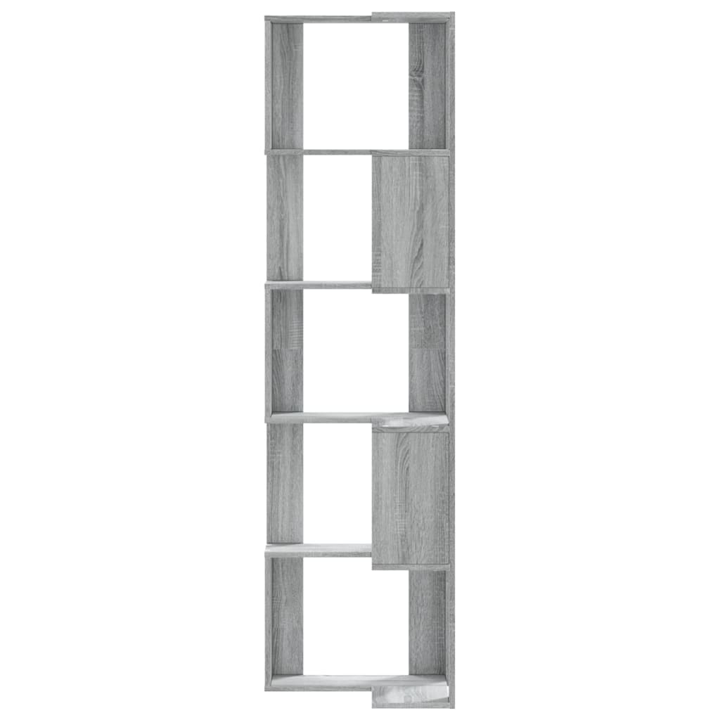 Kutni regal za knjige s 5 razine boja hrasta 50x50x179cm drveni