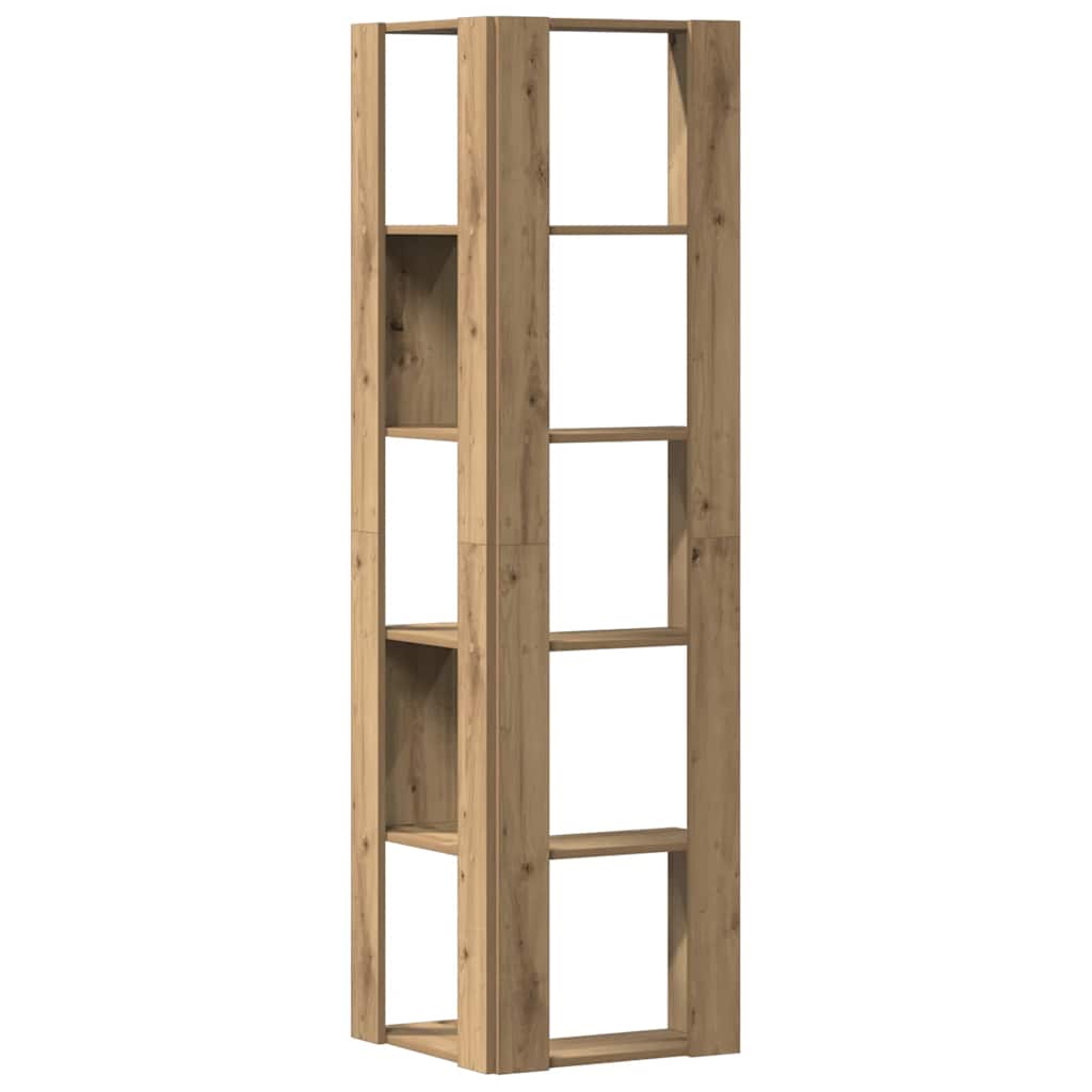 Kutni regal z knjige 5 razine artisian hrast 50x50x179cm drveni