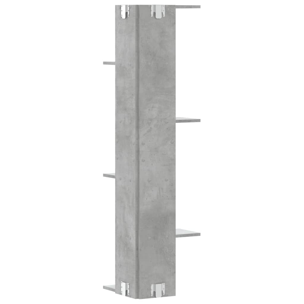 Kutna zidna polica siva boja betona 36,5 x 36,5 x 140 cm drvena