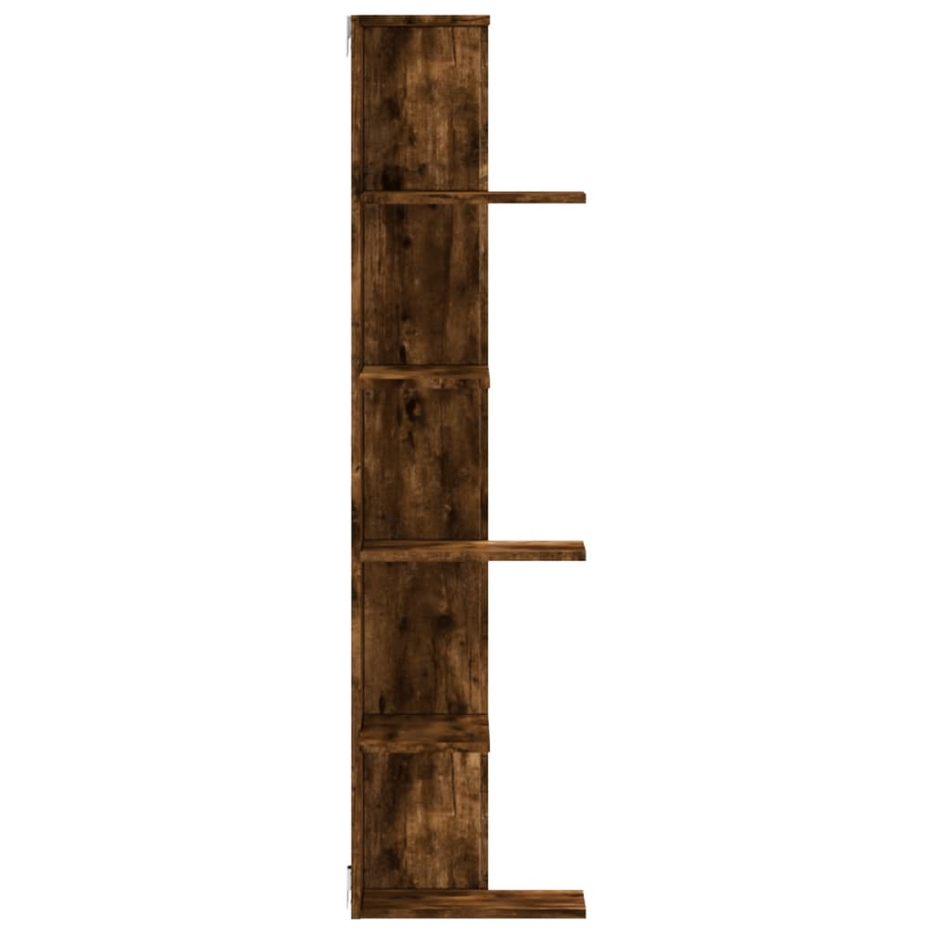 Kutna zidna polica boja dimljenog hrasta 36,5x36,5x140cm drvena