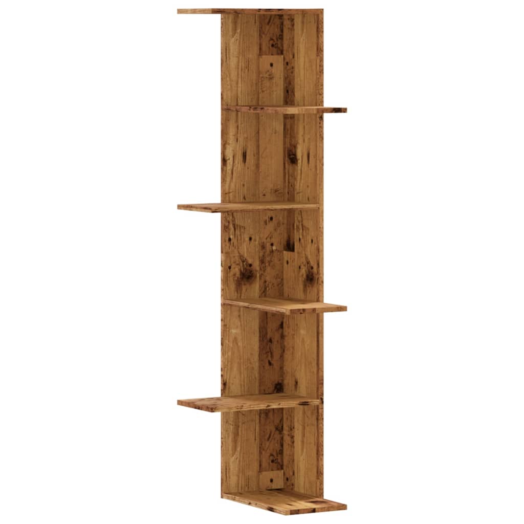 Kutna zidna polica boja drva 36,5x36,5x140 cm konstruirano drvo