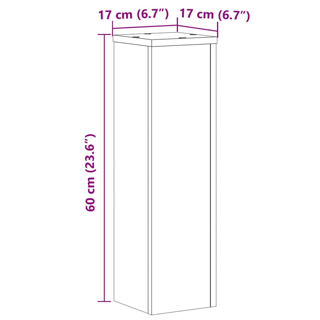 Stalci za biljke 2 kom siva boja betona 17 x 17 x 60 cm drveni