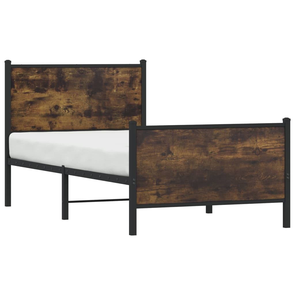 Metalni okvir kreveta bez madraca boja hrasta 75x190 cm