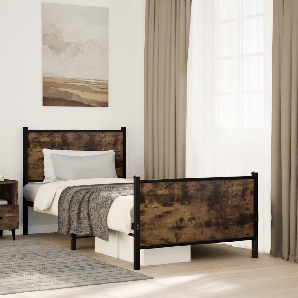Metalni okvir kreveta bez madraca boja hrasta 90x190 cm