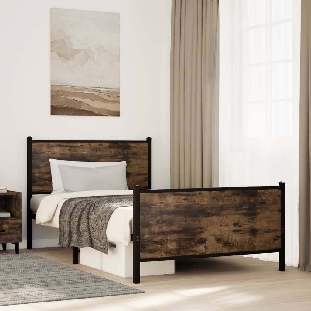 Metalni okvir kreveta bez madraca boja hrasta 100x200 cm