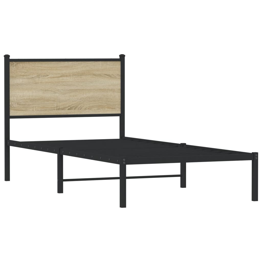 Metalni okvir kreveta bez madraca boja hrasta sonome 75x190 cm