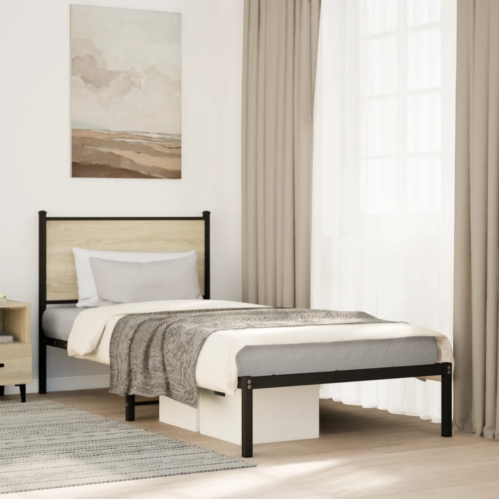 Metalni okvir kreveta bez madraca boja hrasta sonome 90x200 cm