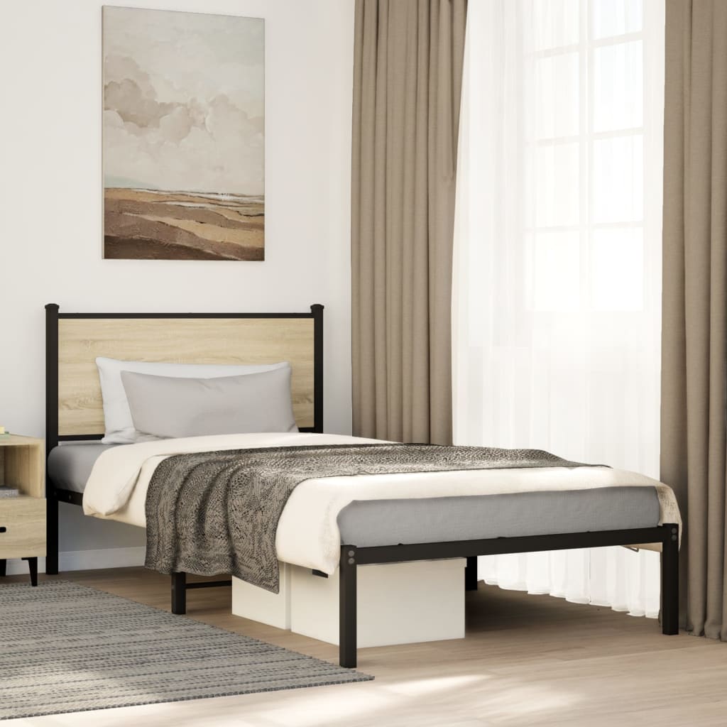 Metalni okvir kreveta bez madraca boja hrasta sonome 100x200 cm