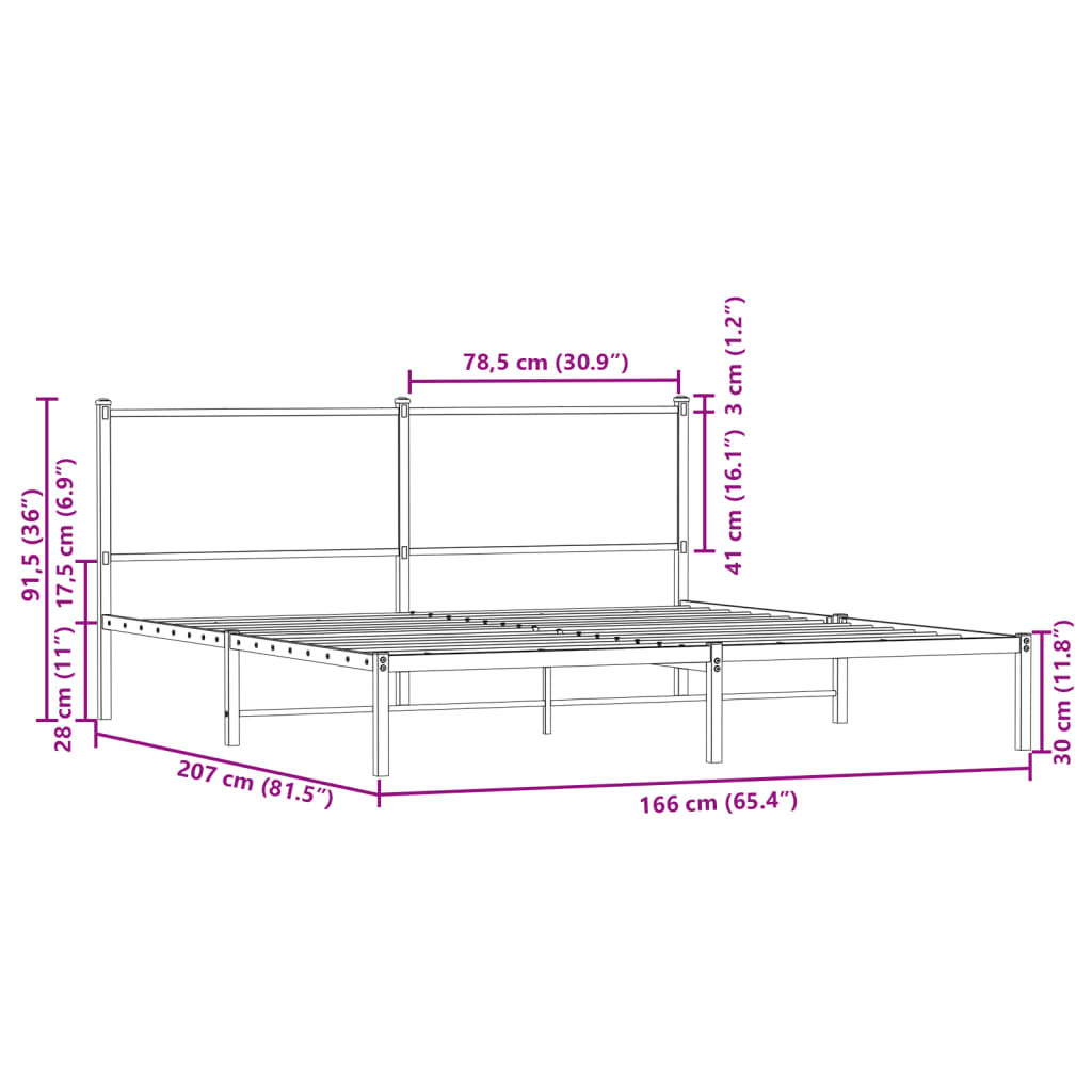 Metalni okvir kreveta bez madraca boja hrasta sonome 160x200 cm