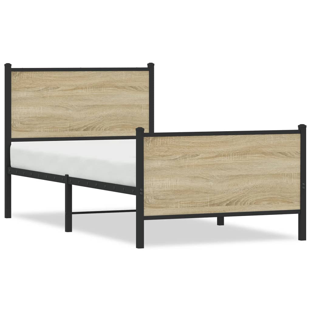 Metalni okvir kreveta bez madraca boja hrasta sonome 75x190 cm
