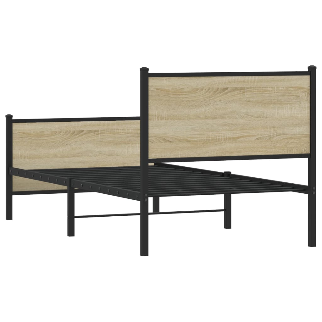 Metalni okvir kreveta bez madraca boja hrasta sonome 75x190 cm