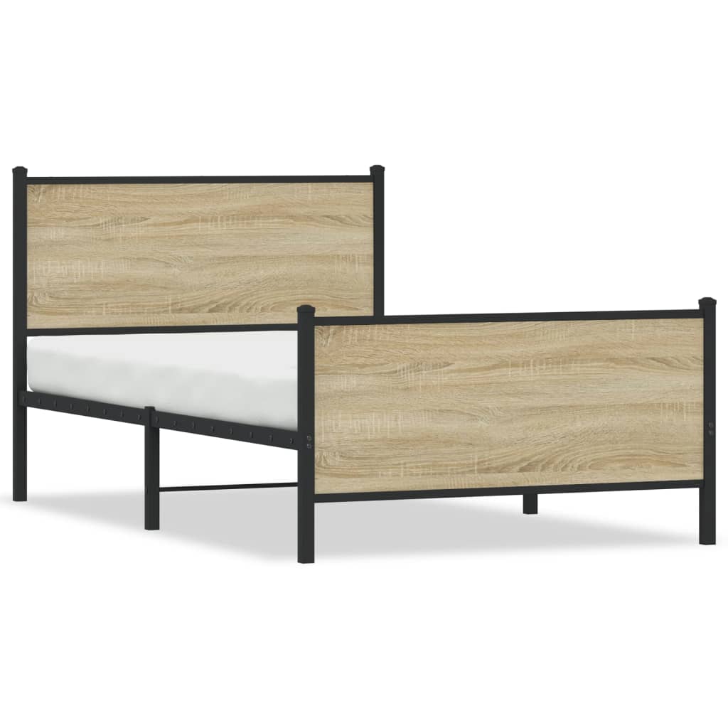 Metalni okvir kreveta bez madraca boja hrasta sonome 100x200 cm