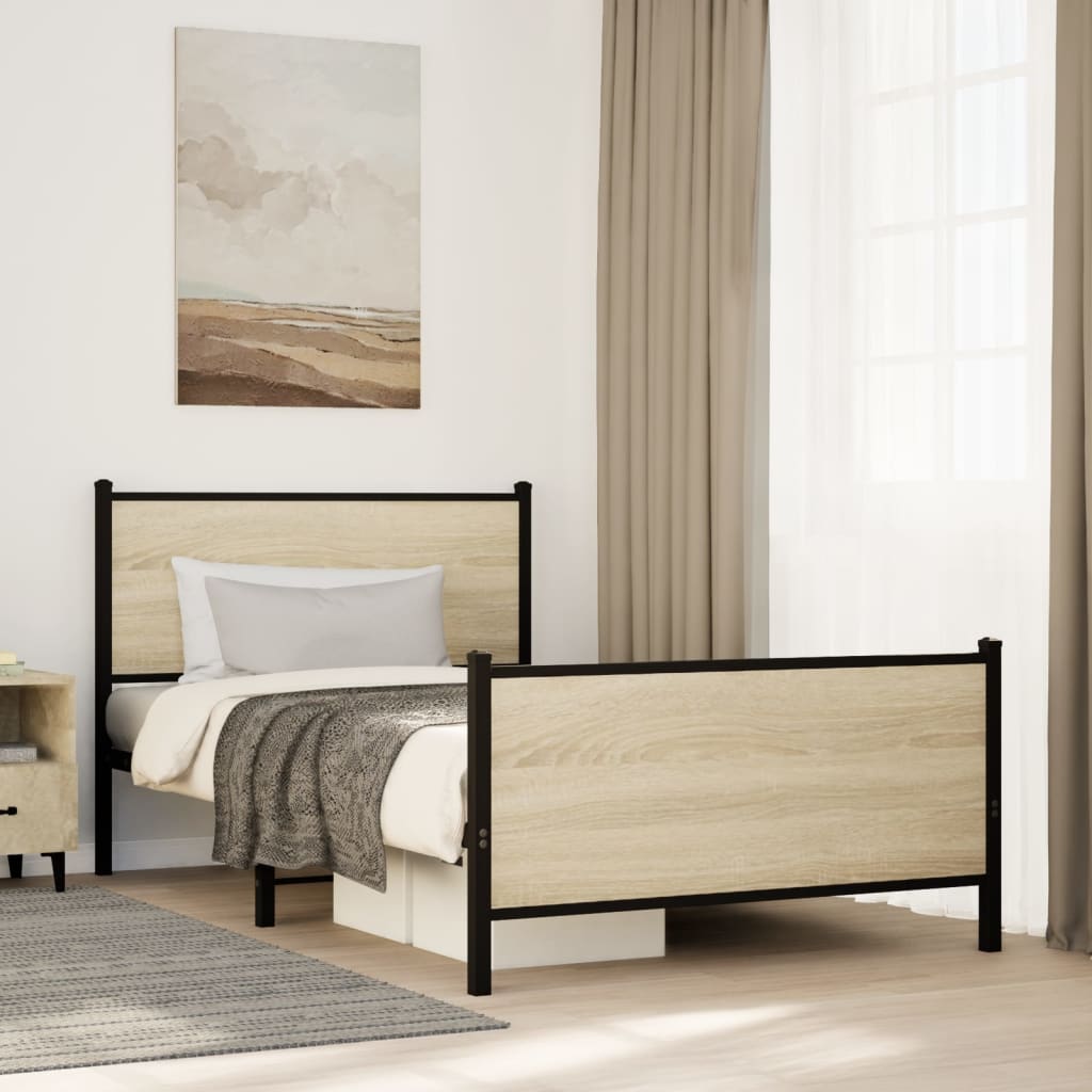 Metalni okvir kreveta bez madraca boja hrasta sonome 100x200 cm