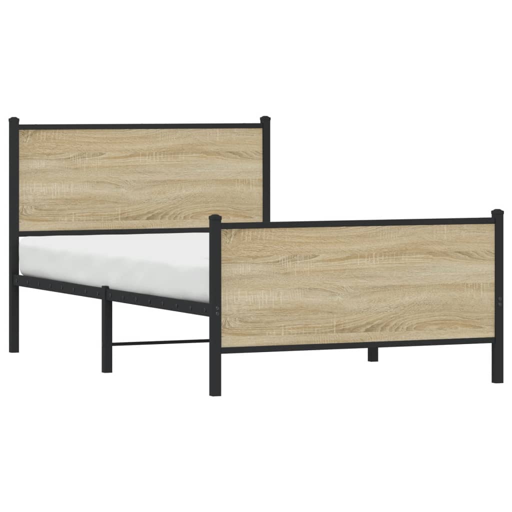 Metalni okvir kreveta bez madraca boja hrasta sonome 107x203 cm
