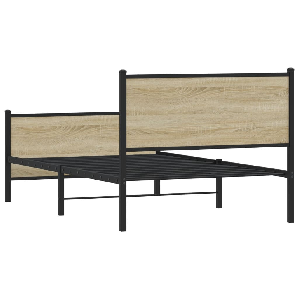 Metalni okvir kreveta bez madraca boja hrasta sonome 107x203 cm