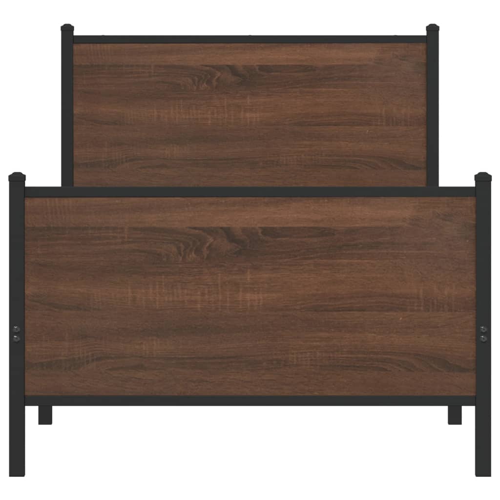 Metalni okvir kreveta bez madraca smeđi hrast 107x203 cm