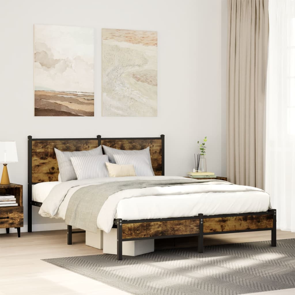 Metalni okvir kreveta bez madraca boja hrasta 150 x 200 cm