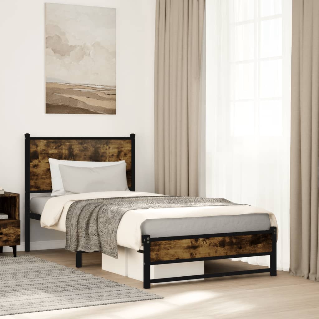Metalni okvir kreveta bez madraca boja hrasta 80x200 cm