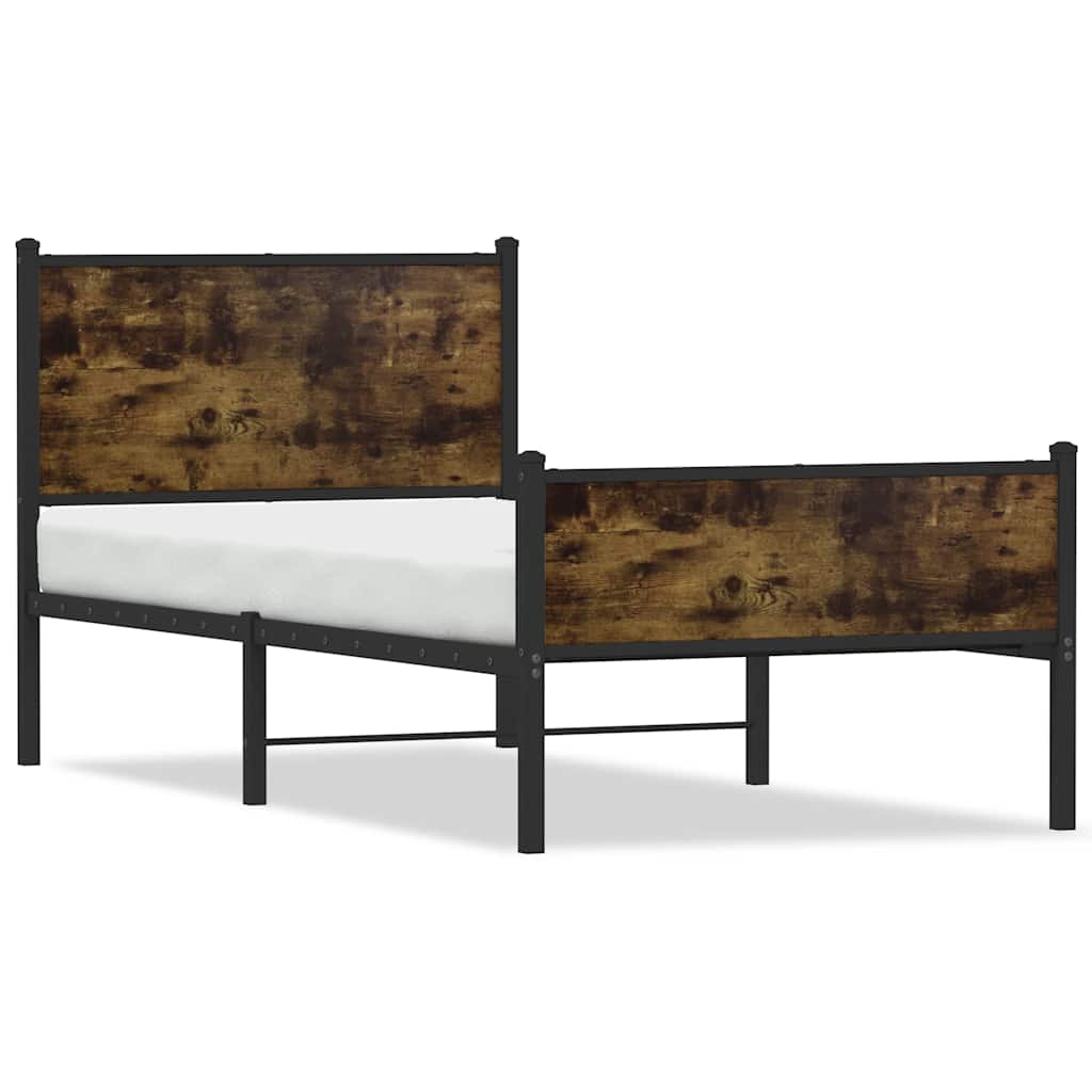 Metalni okvir kreveta bez madraca boja hrasta 75x190 cm