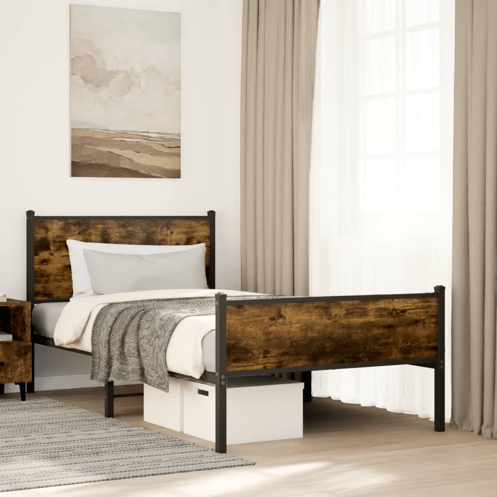Metalni okvir kreveta bez madraca boja hrasta 100x200 cm