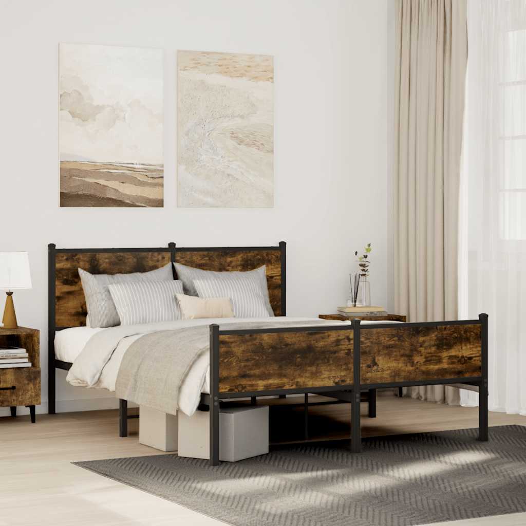Metalni okvir kreveta bez madraca boja hrasta 137x190 cm