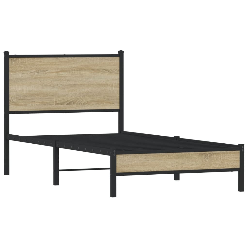 Metalni okvir kreveta bez madraca boja hrasta sonome 75x190 cm
