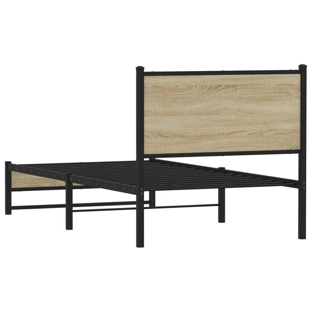 Metalni okvir kreveta bez madraca boja hrasta sonome 75x190 cm