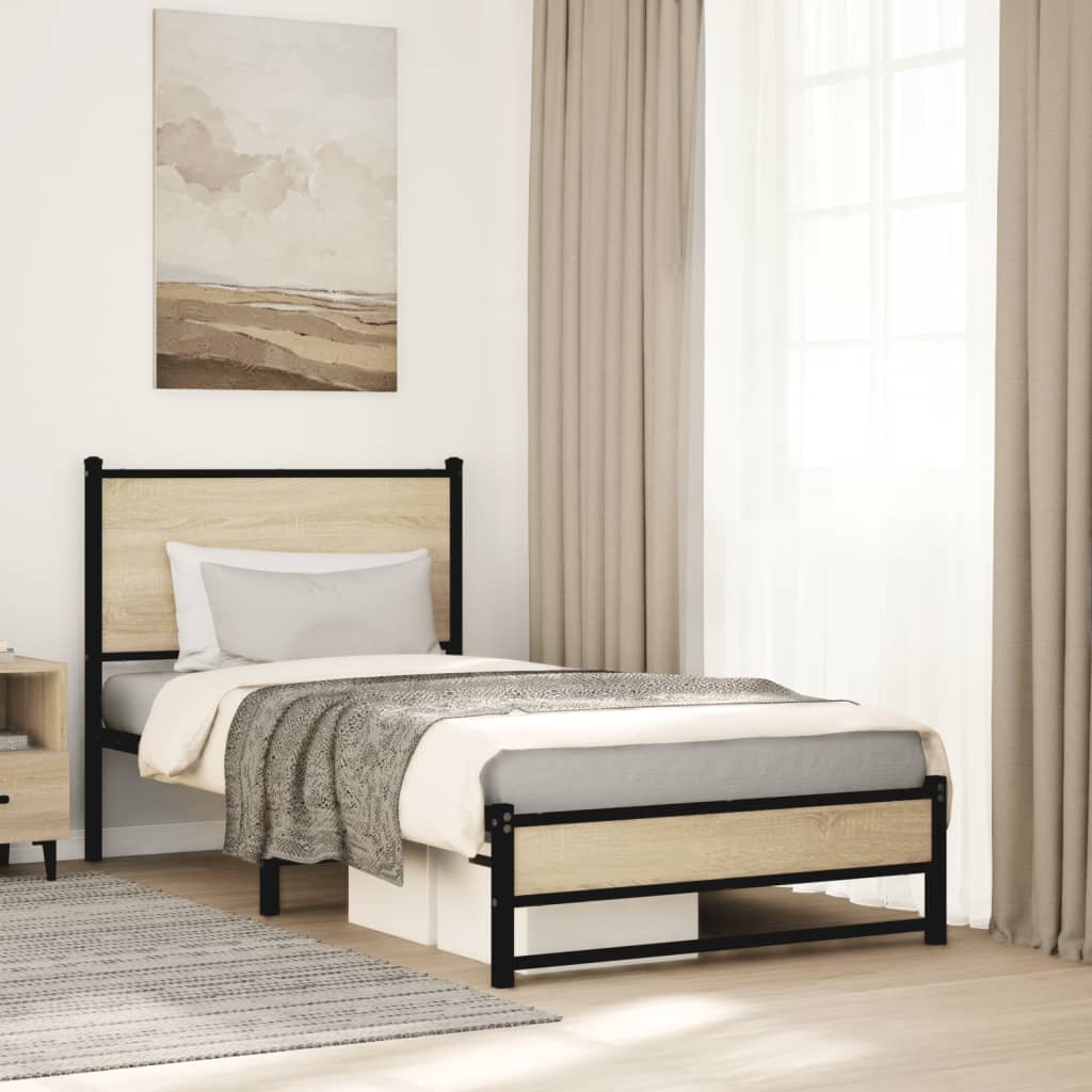 Metalni okvir kreveta bez madraca boja hrasta sonome 80x200 cm