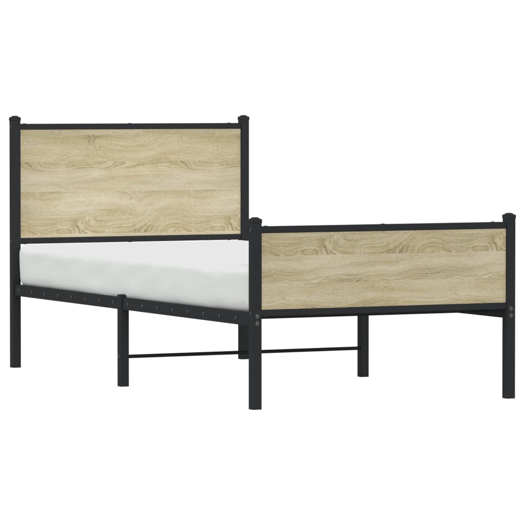 Metalni okvir kreveta bez madraca boja hrasta sonome 75x190 cm