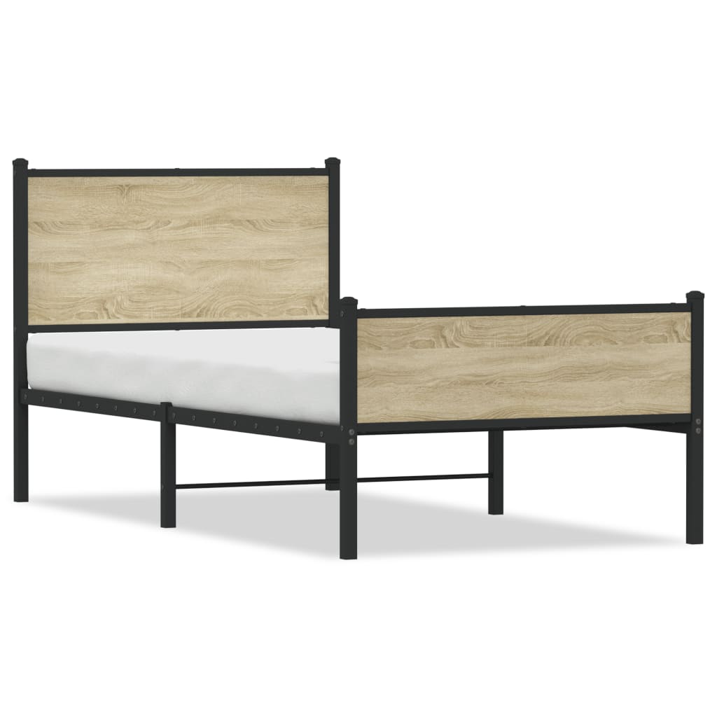 Metalni okvir kreveta bez madraca boja hrasta sonome 90x190 cm