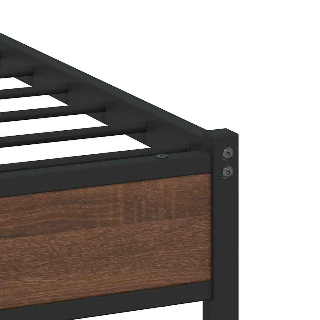 Metalni okvir kreveta bez madraca smeđi hrast 100x200 cm