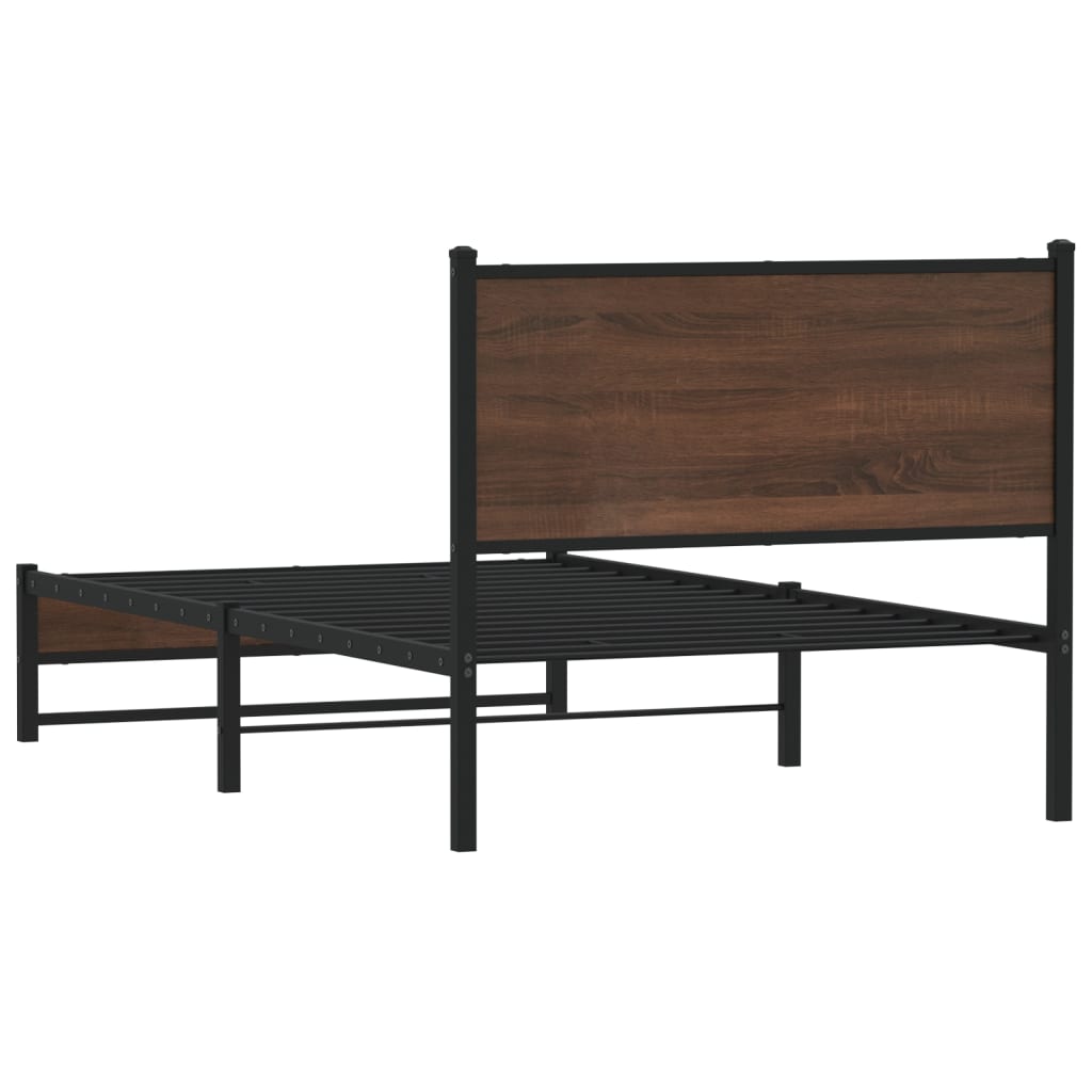 Metalni okvir kreveta bez madraca smeđi hrast 107x203 cm