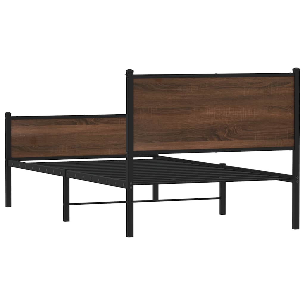 Metalni okvir kreveta bez madraca smeđi hrast 100x200 cm