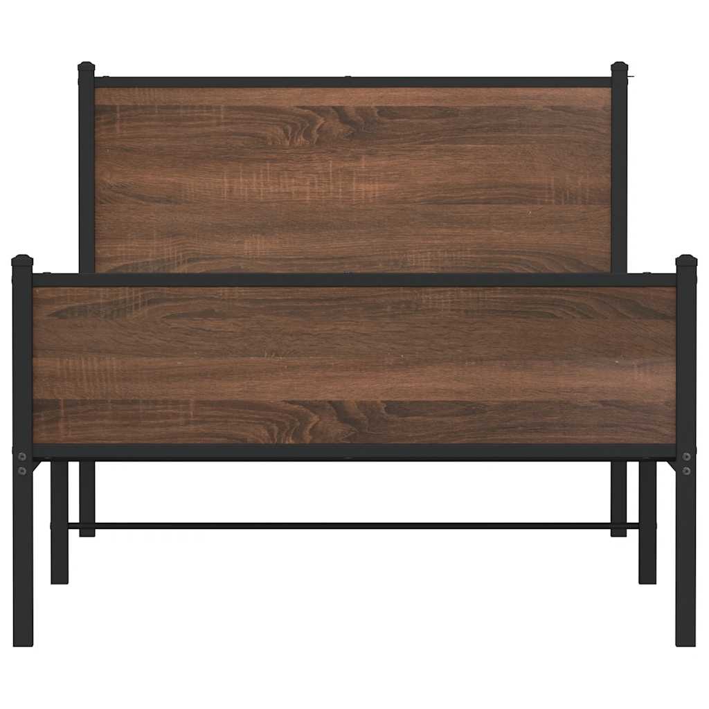 Metalni okvir kreveta bez madraca smeđi hrast 107x203 cm