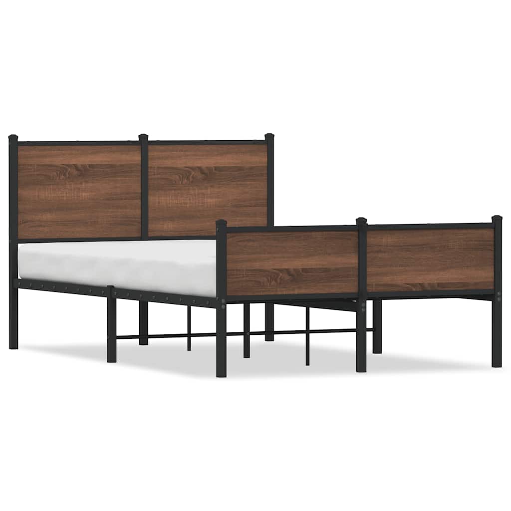 Metalni okvir kreveta bez madraca smeđi hrast 120x190 cm