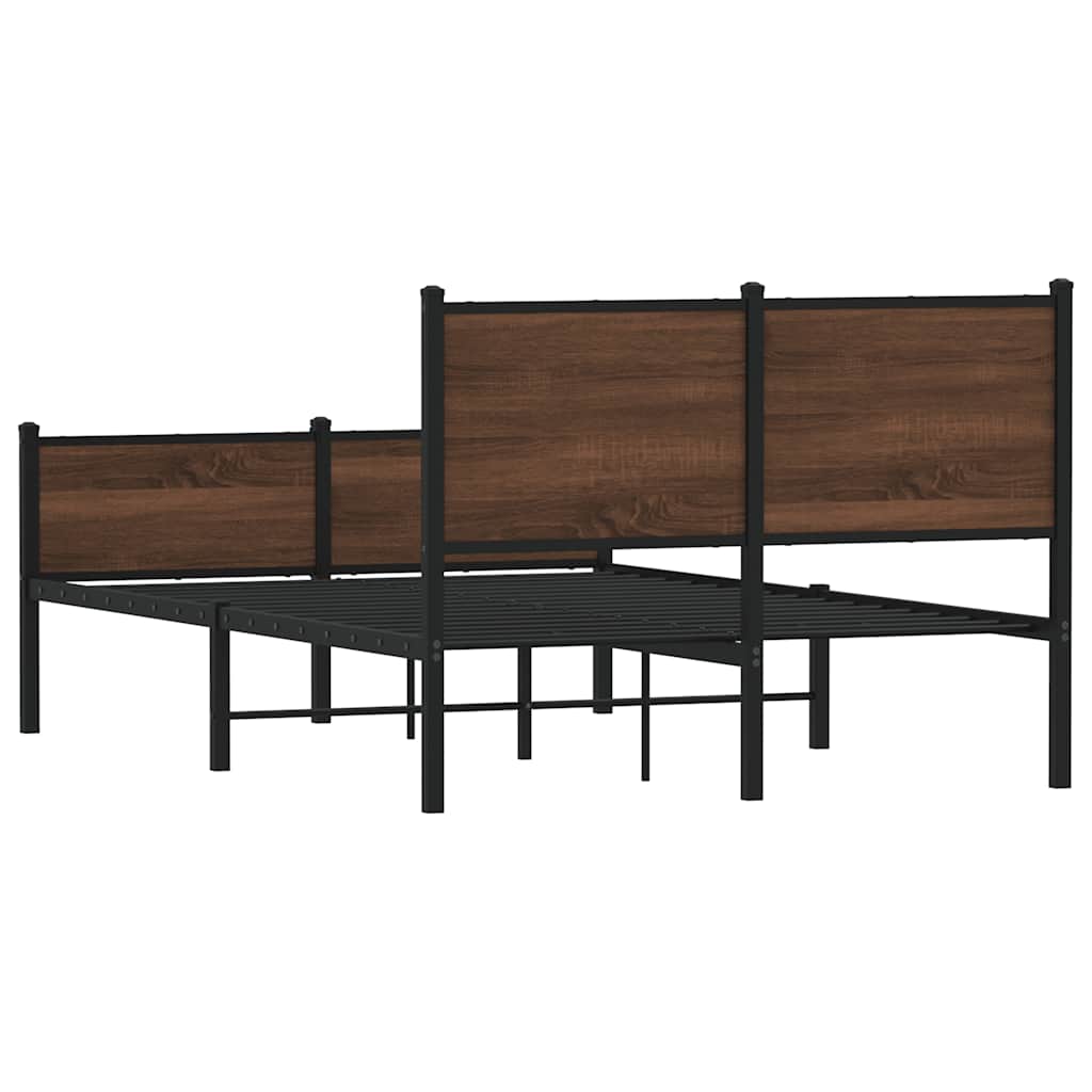 Metalni okvir kreveta bez madraca smeđi hrast 120x190 cm