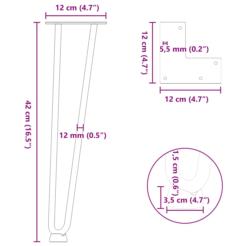 Noge s ukosnicama za stolić za kavu 4 kom. bijele 42 cm, puni čelik