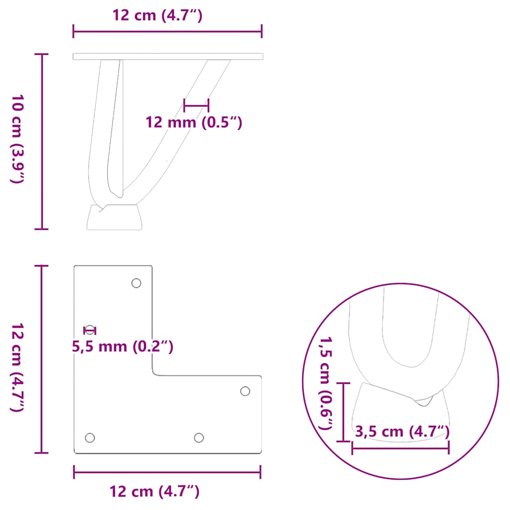 Noge s ukosnicama za stolić za kavu 4 kom. bijele 10 cm, puni čelik