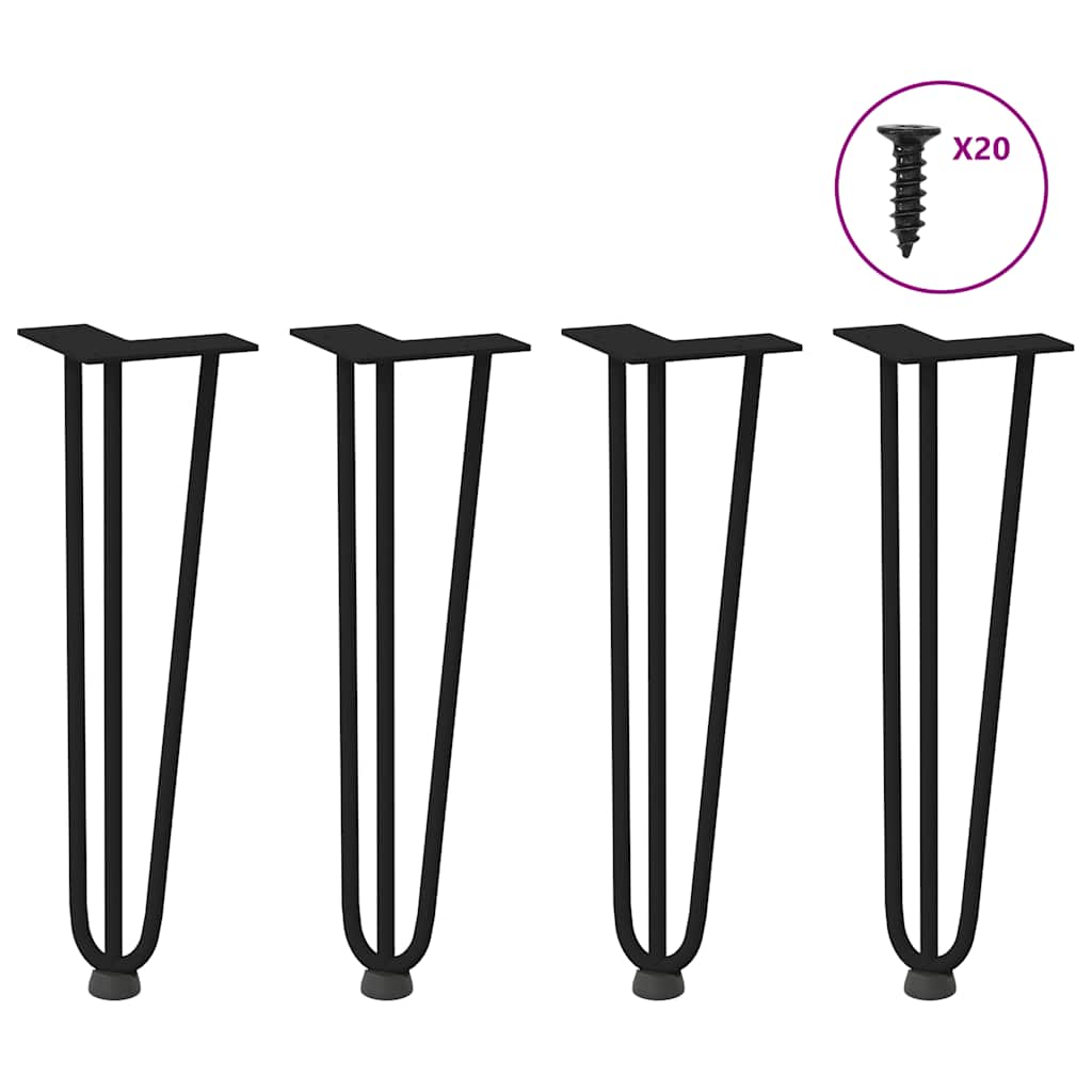 Noge s ukosnicama za stolić za kavu 4 kom. Crne 42 cm Puni čelik