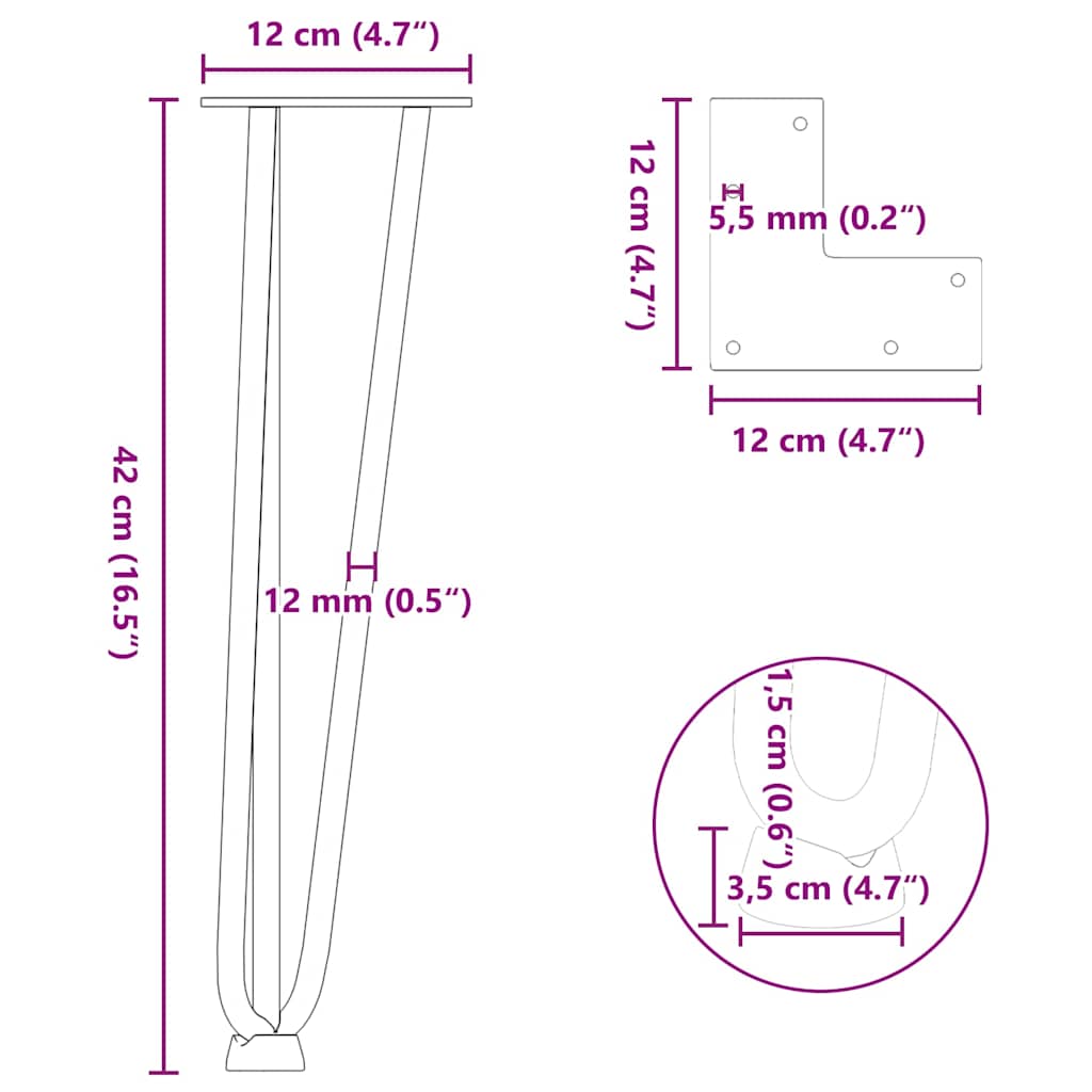 Noge s ukosnicama za stolić za kavu 4 kom. bijele 42 cm, puni čelik