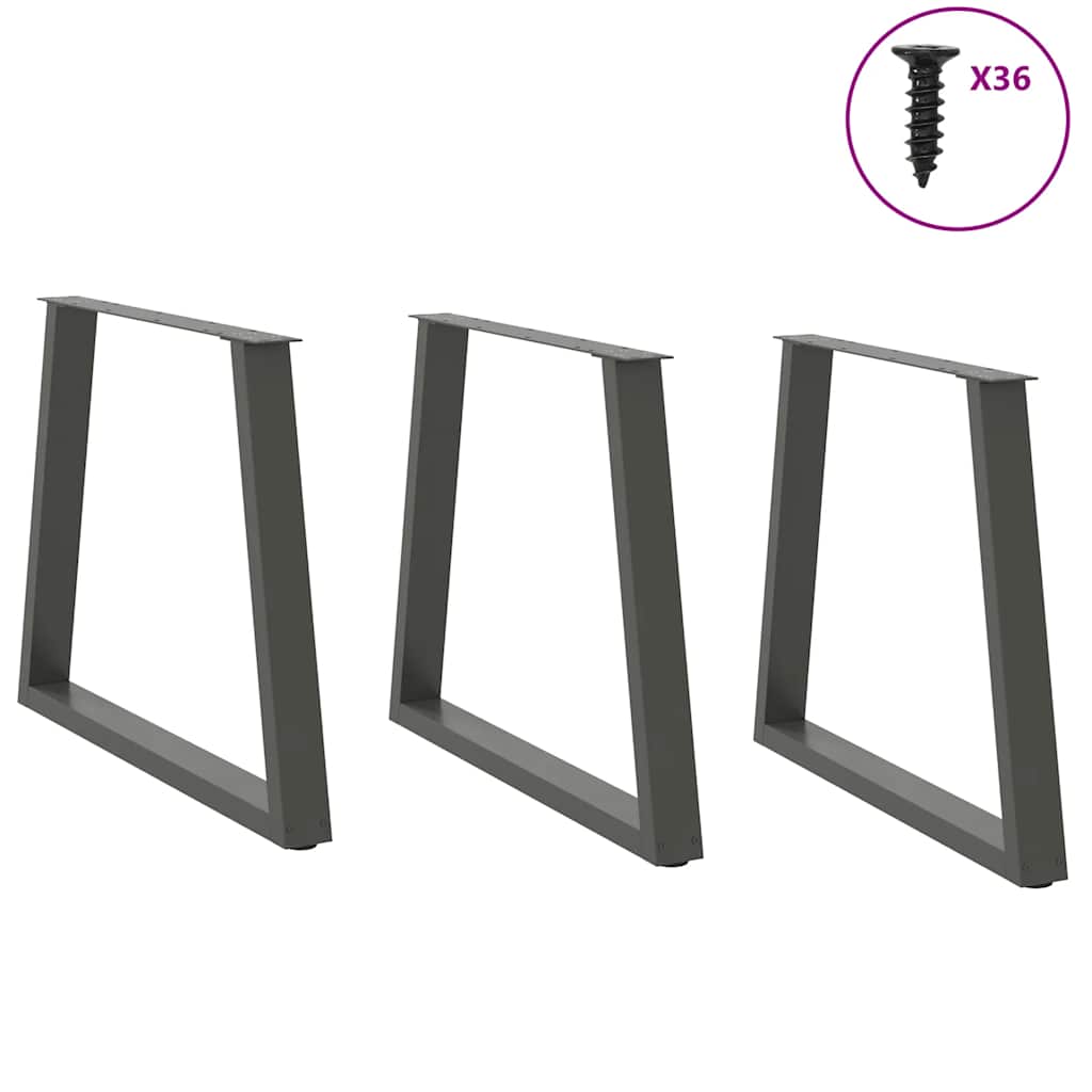 Noge za blagovaonski stol V-oblika 3 kom antracit 70 x (72-73,3) cm čelik